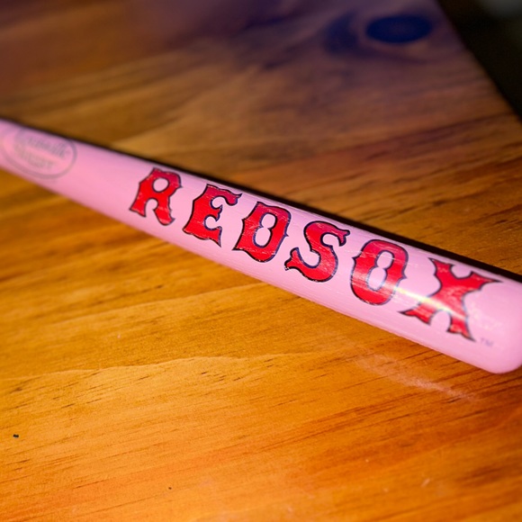 Little Sluggers Boston Red Sox Mini Wood Commemorative Bat Pink & Red - Picture 2 of 8